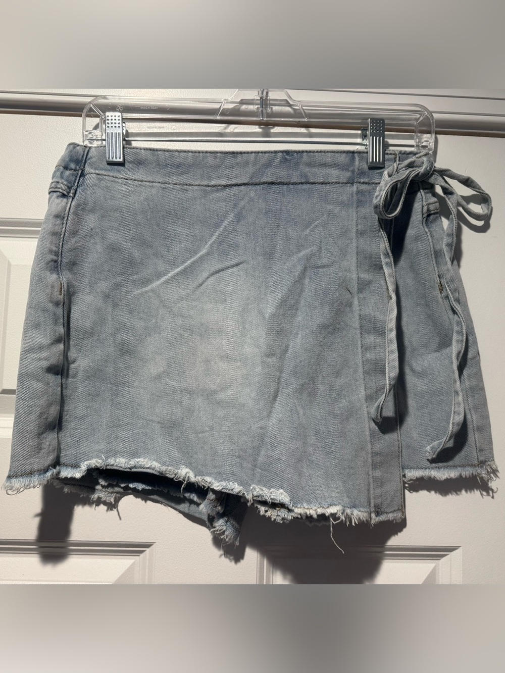 **NWT** SHEIN Light Wash Denim Wrap Skort with Tie